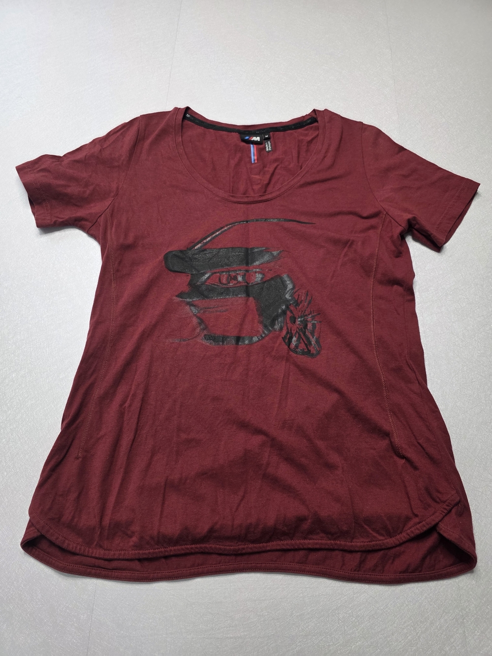 Official BMW M Series Women's Graphic T-Shirt Maroon Top,  Size M